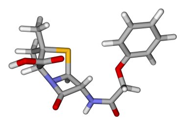 Penicillin V sticks molecular model clipart