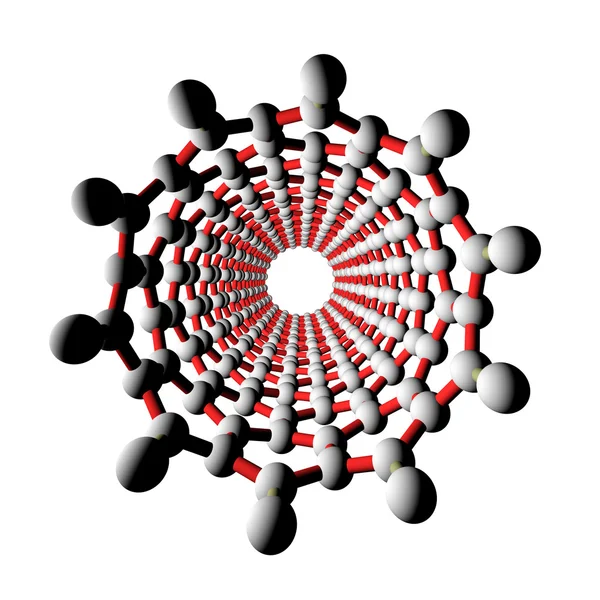 Karbon nanotüp 3B Görünüm — Stok fotoğraf