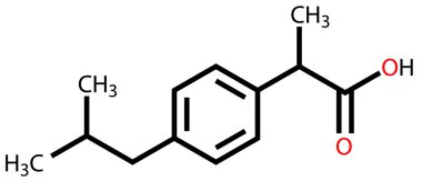 Ibuprofen structural formula clipart