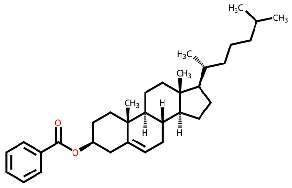 Cholesteryl benzoate, a liquid crystal molecule — Stock Vector