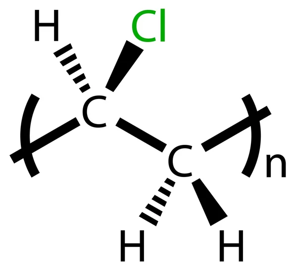 Polyvinyl chloride (PVC) structural formula — Stock Vector