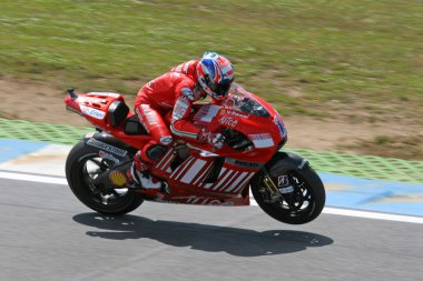 Casey stoner at 2008 moto gp race in Portugal clipart