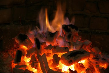 Big flames from a fireplace clipart