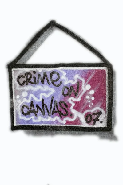 Znak graffiti "zbrodnia na płótnie" na białym tle — Zdjęcie stockowe