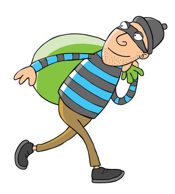 Thief & green bag clipart