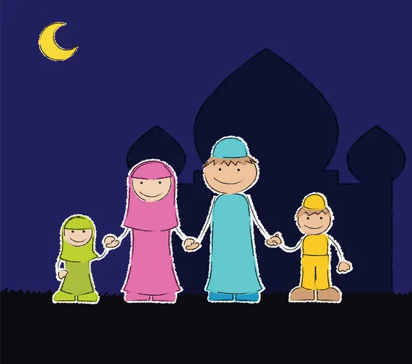 Müslüman aileyi Camii — Stok Vektör