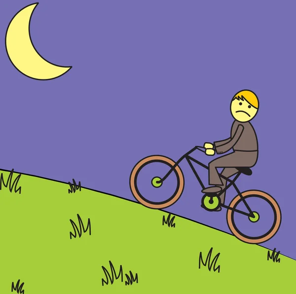मध्यरात्रि में साइकिल चलाना — स्टॉक वेक्टर