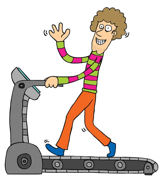 Exercising with Treadmill — Stock Vector