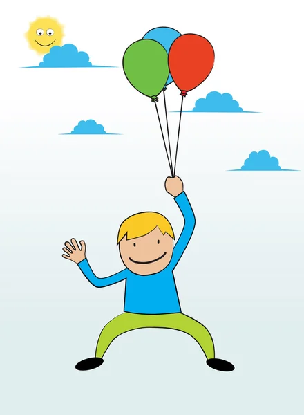Flaying with baloon — Stock Vector