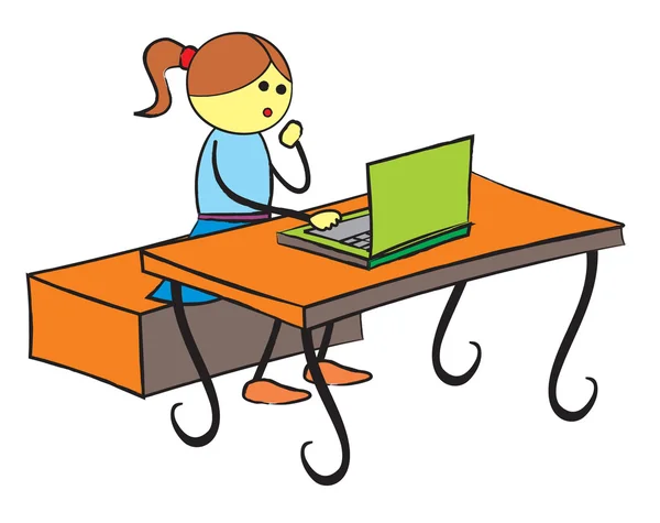 Dziewczyna za pomocą laptopa — Wektor stockowy