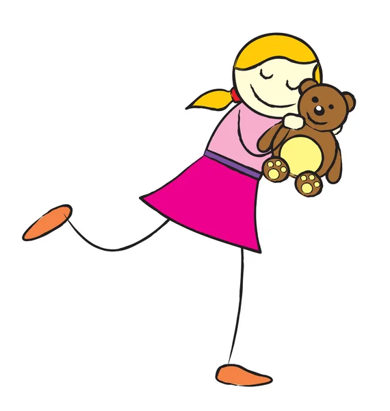 Girl with teddy bear — Stock Vector
