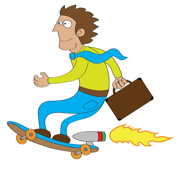 Go to office by riding turbo skater — Stock Vector