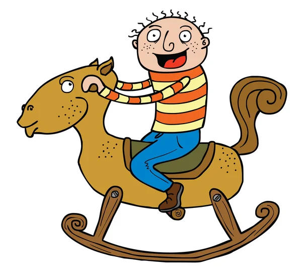 Chłopiec & koń na biegunach — Wektor stockowy
