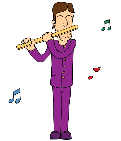 Homem tocando flauta — Vetor de Stock