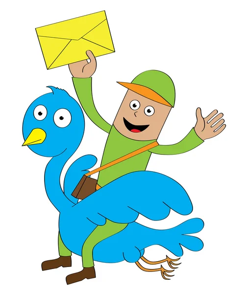 Postman riding bird — Stock Vector