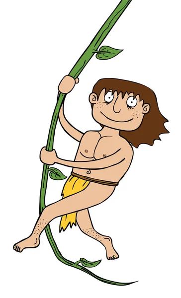 Tarzan-swinging in jungle — Stock Vector