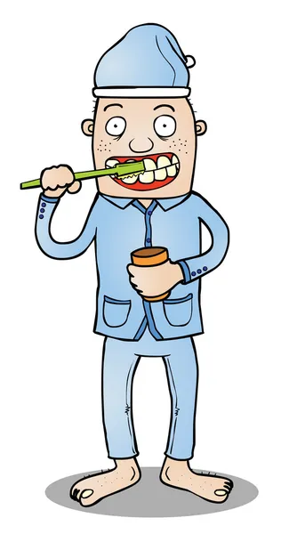 Toothbrushing before go to bed — Stock Vector