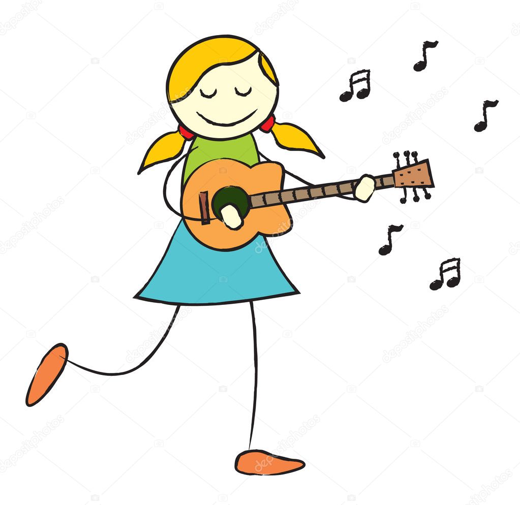 Musician, Guitar player. An hand drawn and colored vector illustration.  (Editable in group and layers Stock Vector Image & Art - Alamy