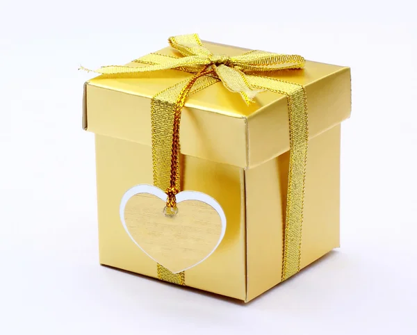 Wedding gift, gold gift box — Stock Photo, Image