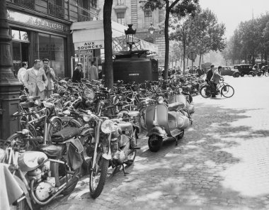 Street scene in Paris, August 23, 1953 clipart