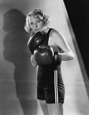 Portrait of female boxer clipart