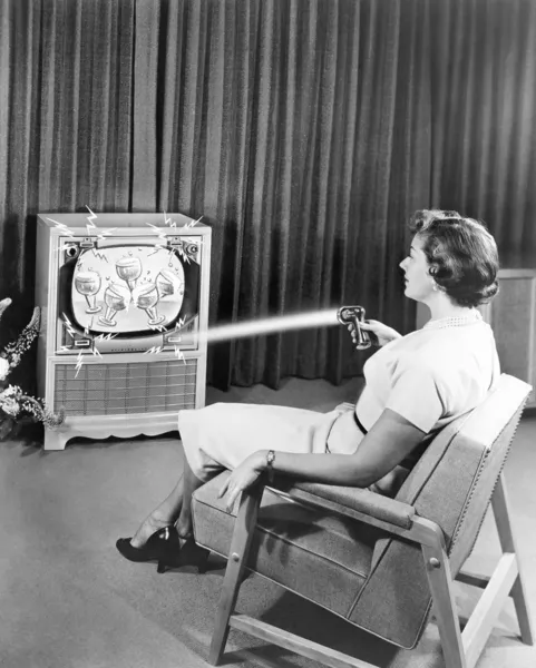 Early Zenith remote control TV set, June 1955 — Stock Photo, Image