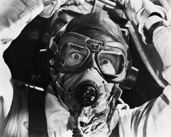 Primo piano di aviatore in maschera — Foto Stock