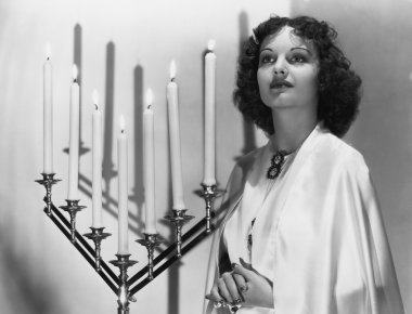 Portrait of woman with candelabra clipart