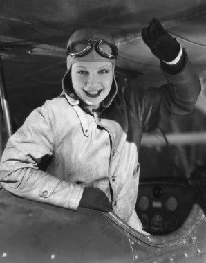 Portrait of female pilot clipart