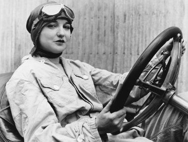 Portrait of female driver clipart
