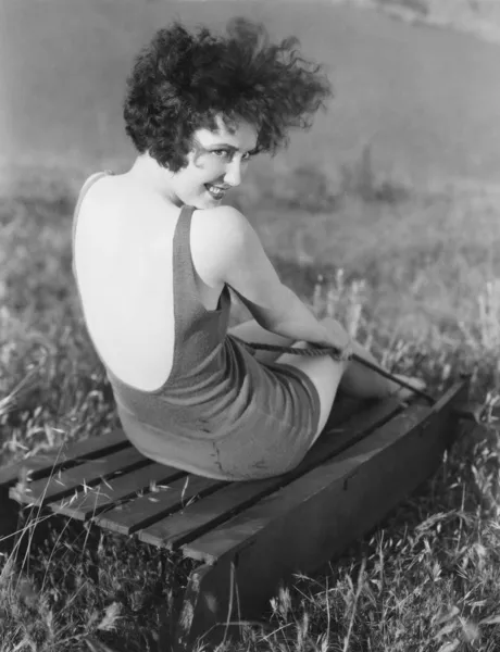 水着の女性の肖像画 — ストック写真