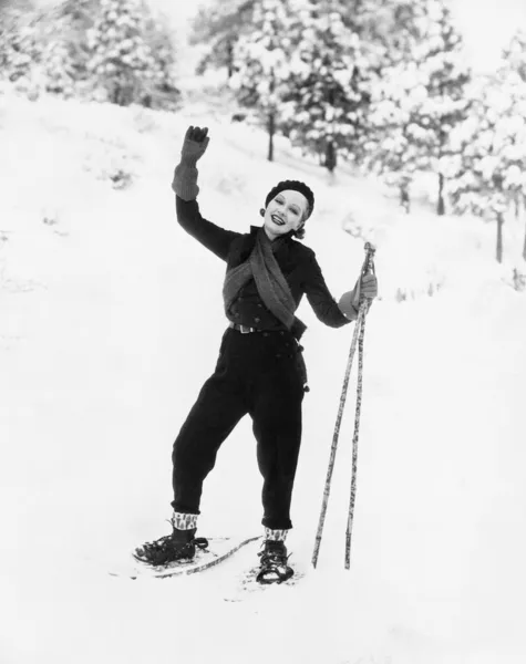 Portrét ženy snowshoer — Stock fotografie