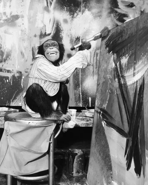 Chimpansee als kunstenaar — Stockfoto
