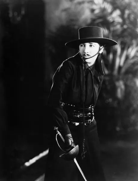 Woman as Zorro — Stock Photo, Image