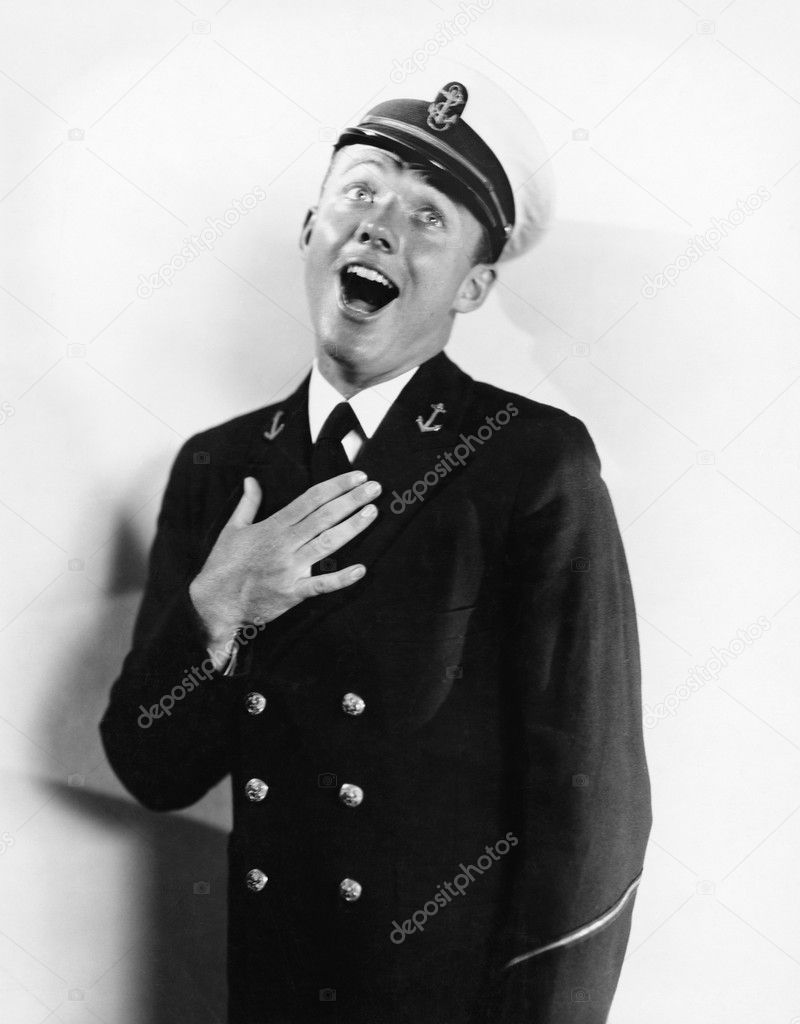 Portrait of a sailor laughing
