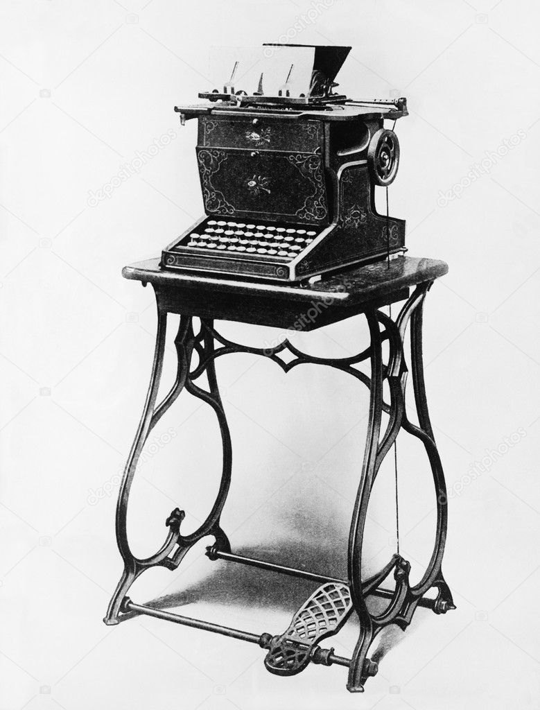 Picture of a typewriter on a stand