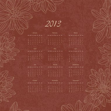 Vintage retro calender of 2013 new year vector clipart