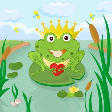 Funny frog with heart clipart