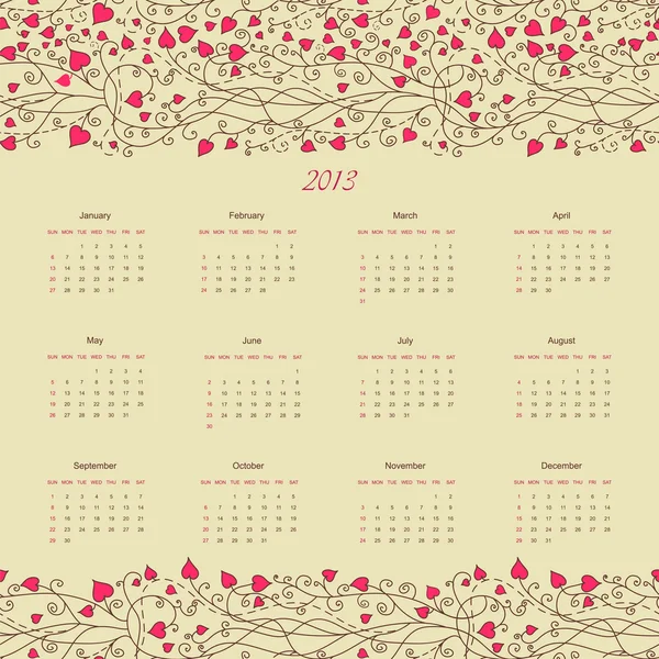 Винтажный ретро-календарь нового 2013 года — стоковый вектор