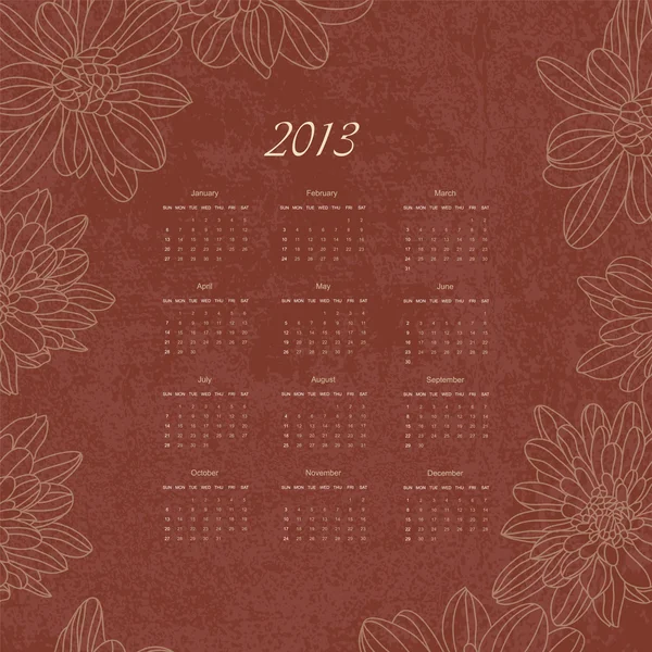 Винтажный ретро-календарь нового 2013 года — стоковый вектор
