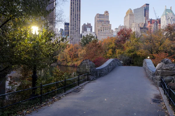 Puente de Gaptow de Central Park en otoño — Foto de Stock