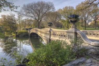 Bow bridge in spring Central Park clipart