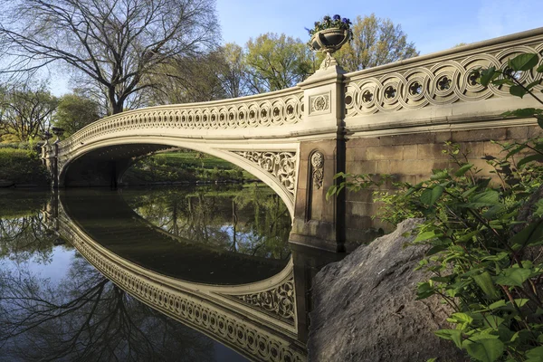 Bow bridge in spring Central Park — Stock Photo, Image