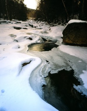 New Hampshire White Mountainsr river in winter clipart