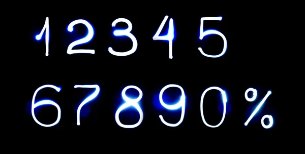 Todos os números feitos de luz — Fotografia de Stock