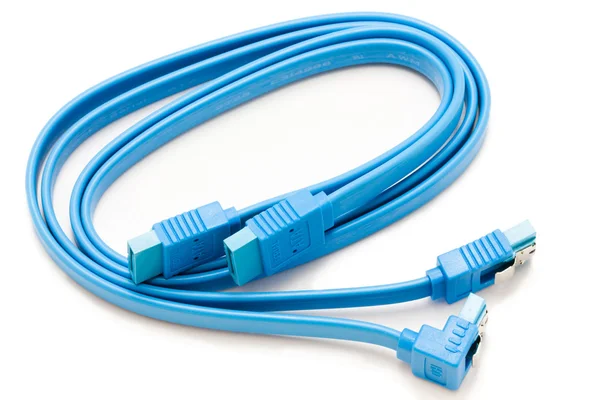 Синий кабель SATA — стоковое фото