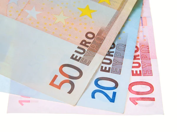 Euro para üzerinde beyaz izole — Stok fotoğraf