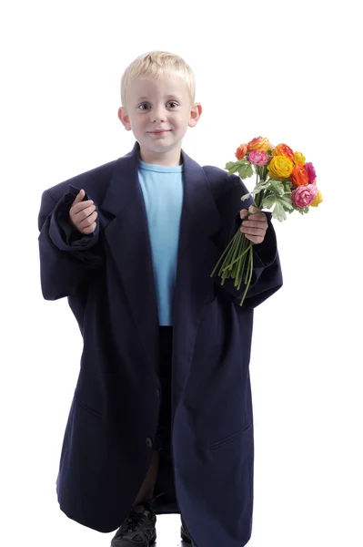 Den matek: voy younb s květinami — Stock fotografie