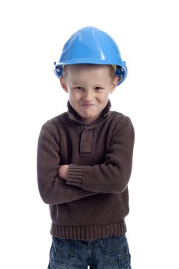 Boy with protection helmet