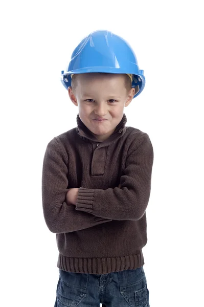 保护头盔的男孩 — Φωτογραφία Αρχείου